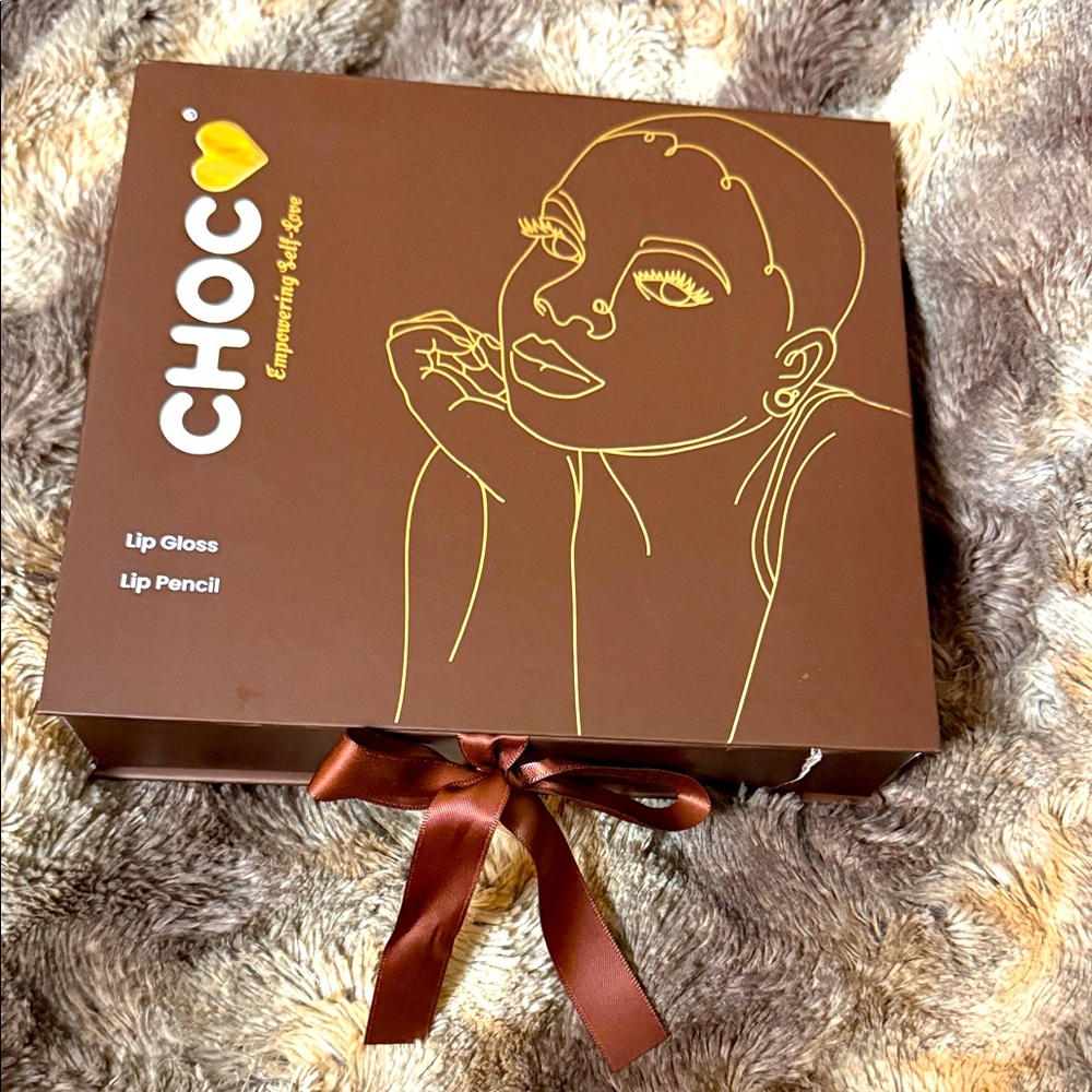 Choco Lip Gloss & Lip Pencil Set -Lady Red and Brown